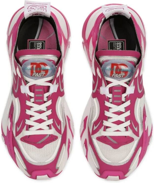 Dolce & Gabbana Fuchsia Sneakers met Contrasterende Details Roze Dames