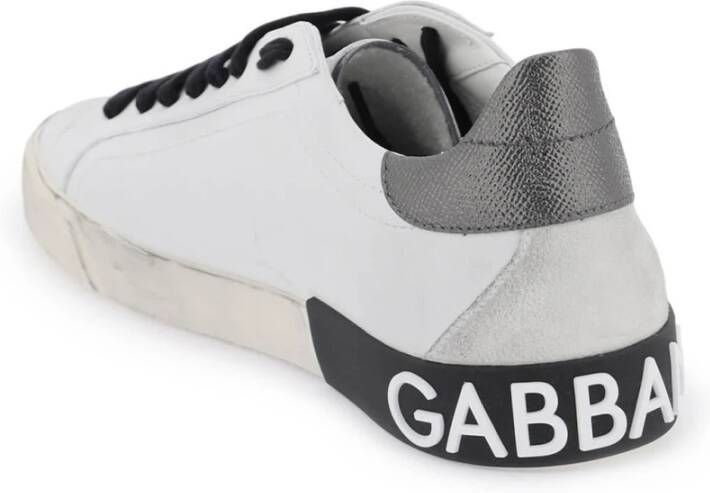 Dolce & Gabbana Sneakers van gebruikt-effect nappaleer White Heren