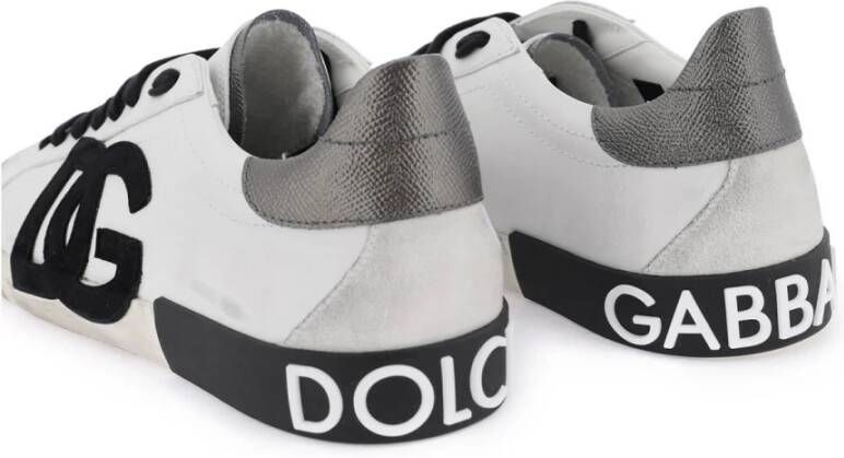 Dolce & Gabbana Sneakers van gebruikt-effect nappaleer White Heren
