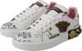 Dolce & Gabbana Witte Leren Kristallen Koningin Kroon Sneakers White Dames - Thumbnail 2