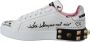 Dolce & Gabbana Witte Leren Kristallen Koningin Kroon Sneakers White Dames - Thumbnail 4
