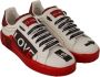 Dolce & Gabbana Wit Rood Portofino Love Print lederen sneakers schoenen - Thumbnail 6