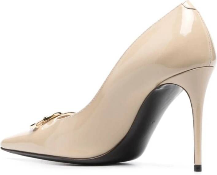 Dolce & Gabbana Beige Logo Décolleté Hoge Hakken Beige Dames