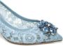 Dolce & Gabbana Lace Rainbow Pumps with Brooch Detailing Blauw Dames - Thumbnail 8