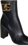 Dolce & Gabbana Zwarte Leren Laarzen met DG Logo Uitgesneden Black Dames - Thumbnail 9