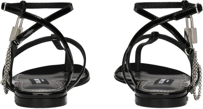 Dolce & Gabbana Stijlvolle Lakleren Sandalen Black Dames