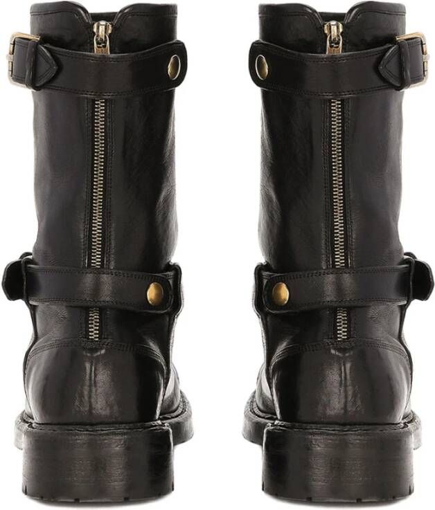 Dolce & Gabbana Stijlvolle Leren Laarzen Black Heren
