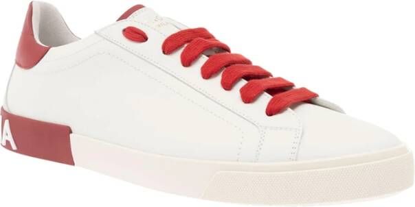 Dolce & Gabbana Witte Sneakers Portofino Lichtrood White Heren