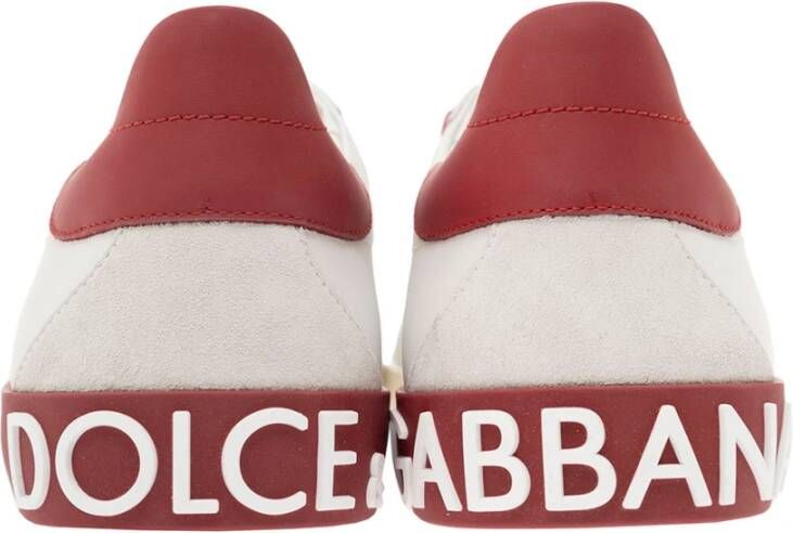 Dolce & Gabbana Witte Sneakers Portofino Lichtrood White Heren