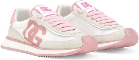 Dolce & Gabbana Witte en roze sneakers voor vrouwen Pink Dames