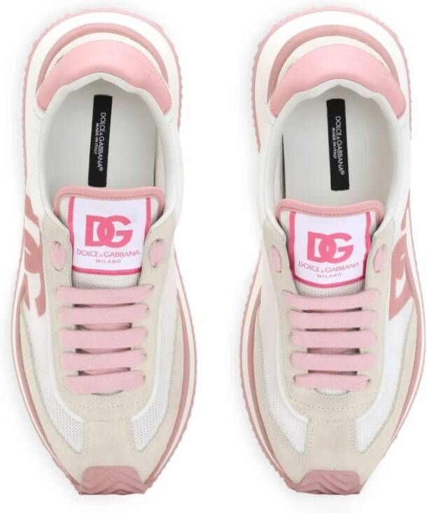 Dolce & Gabbana Witte en roze sneakers voor vrouwen Pink Dames