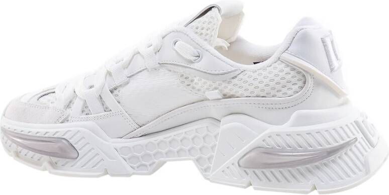 Dolce & Gabbana Stijlvolle witte mesh- en leren sneakers White Heren