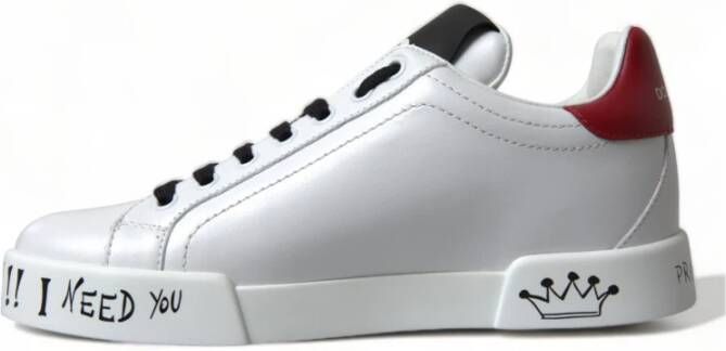 Dolce & Gabbana Stijlvolle Witte Portofino Leren Sneakers White Dames
