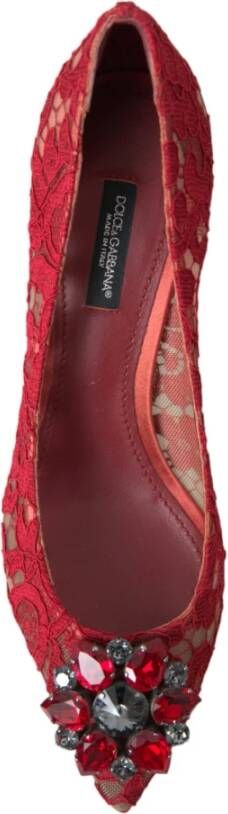 Dolce & Gabbana Stralend Rode Kristal Kant Hakken Red Dames