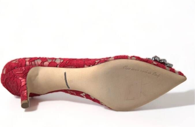 Dolce & Gabbana Stralend Rode Kristal Kant Hakken Red Dames