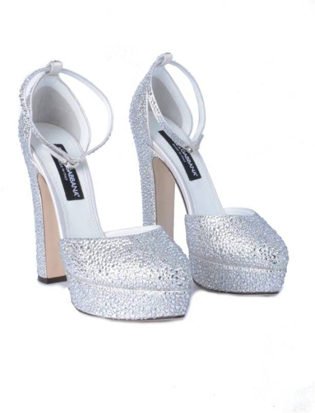 Dolce & Gabbana Strass Hakken Schoenen voor Vrouwen Gray Dames