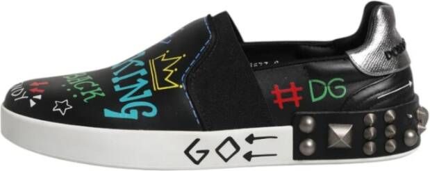 Dolce & Gabbana Studded Graffiti Low-Top Sneakers