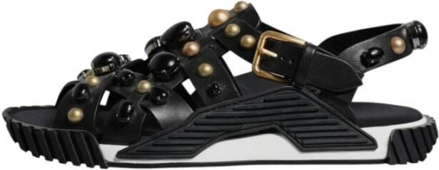 Dolce & Gabbana Studded Leren Slide Sandalen met Logo