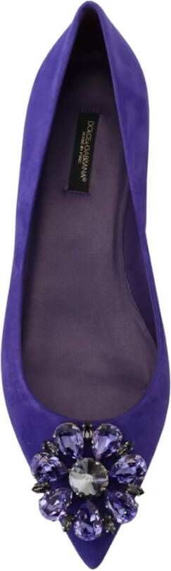 Dolce & Gabbana Suede Flats met Kristallen Paars Dames