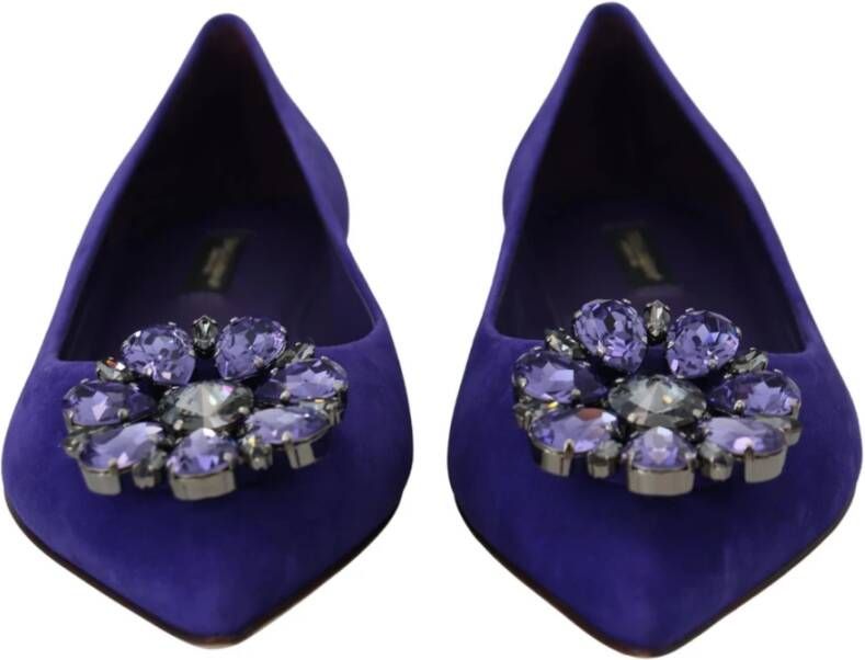 Dolce & Gabbana Suede Flats met Kristallen Paars Dames