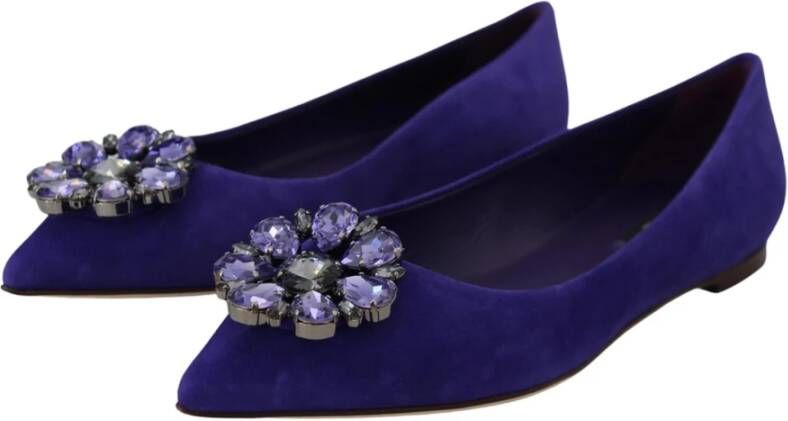 Dolce & Gabbana Suede Flats met Kristallen Paars Dames
