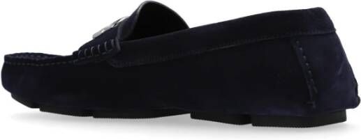 Dolce & Gabbana Suède instappers met logo Blue Heren