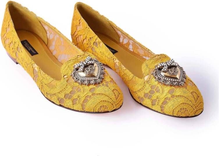 Dolce & Gabbana Taormina Devotion Ballet Flats voor vrouwen Yellow Dames