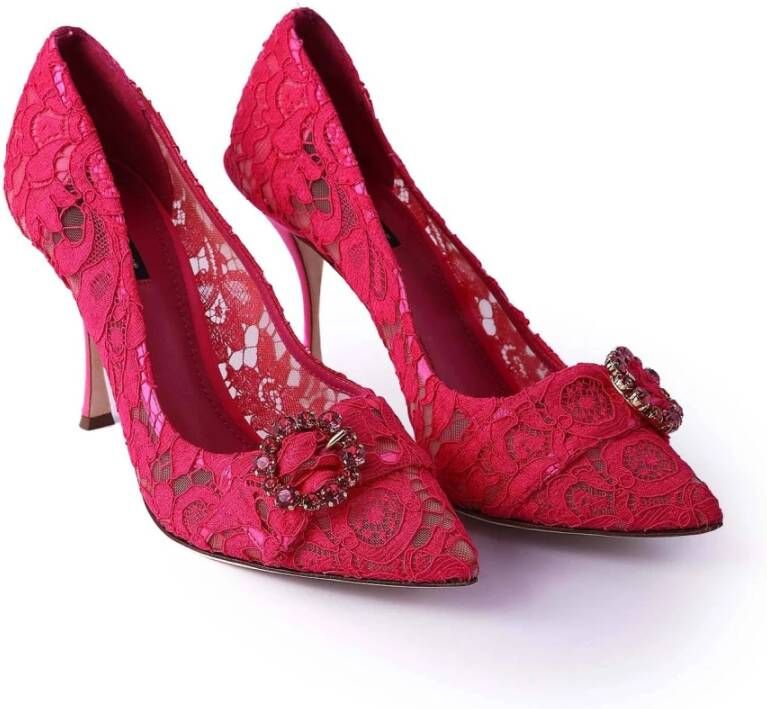 Dolce & Gabbana Taormina Juweel Gesp Hakken Schoenen Pink Dames