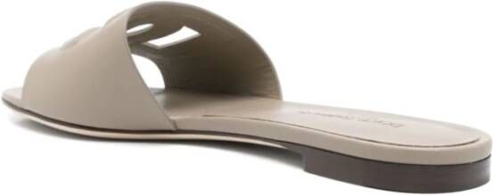 Dolce & Gabbana Taupe Grijs Platte Sandalen Gray Dames