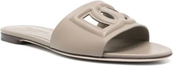 Dolce & Gabbana Taupe Grijs Platte Sandalen Gray Dames