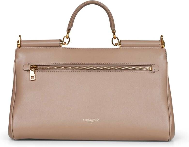 Dolce & Gabbana Taupe Leren Schoudertas met Hangslot