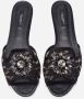 Dolce & Gabbana Black Taormina Lace Crystal Bianca Slides Shoes Zwart Dames - Thumbnail 11