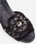 Dolce & Gabbana Black Taormina Lace Crystal Bianca Slides Shoes Zwart Dames - Thumbnail 12