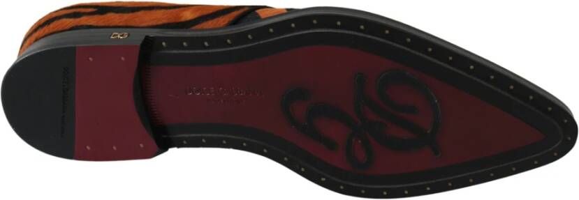 Dolce & Gabbana Tijgerpatroon Pony Haar Schoenen Brown Heren