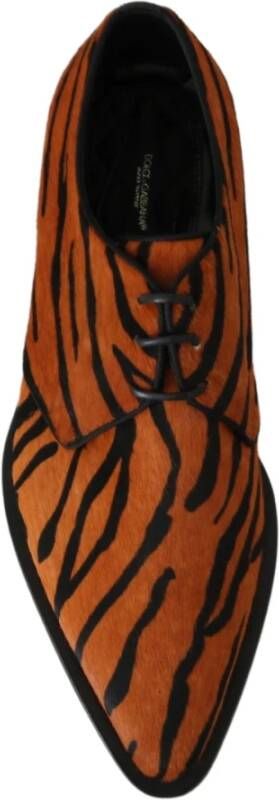 Dolce & Gabbana Tijgerpatroon Pony Haar Schoenen Brown Heren