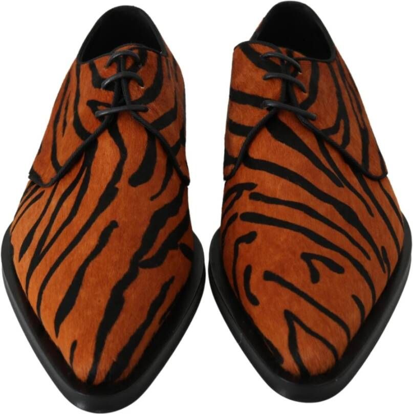 Dolce & Gabbana Tijgerpatroon Pony Haar Schoenen Brown Heren