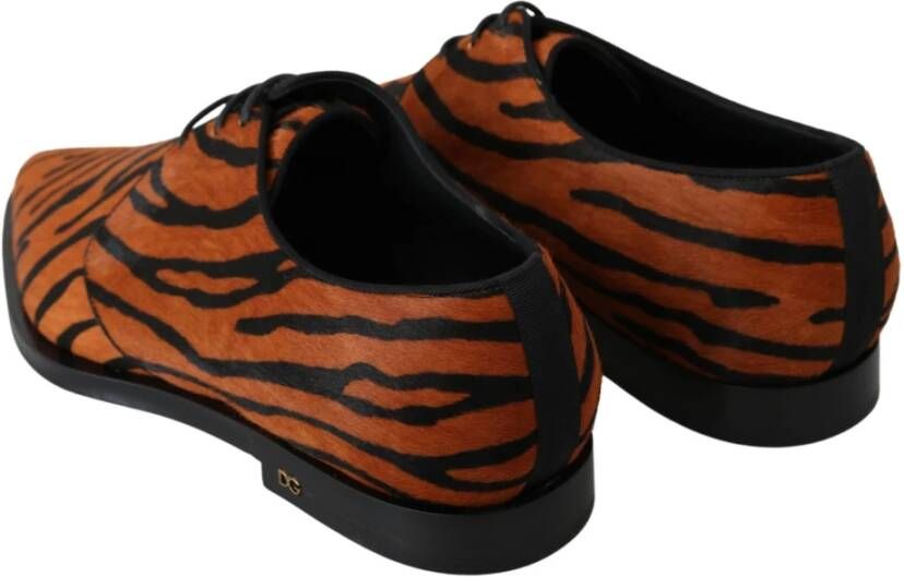 Dolce & Gabbana Tijgerpatroon Pony Haar Schoenen Brown Heren