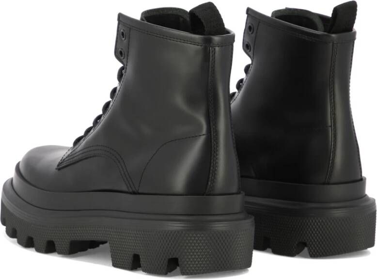 Dolce & Gabbana Trek Leren Gevechtslaarzen Black Heren