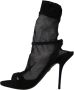 Dolce & Gabbana Zwarte Tule Stretch Stiletto Sandalen Black Dames - Thumbnail 3