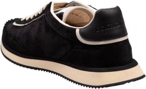 Dolce & Gabbana Velvet en suède kussen sneakers zwart ivoor Black Heren