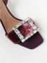 Dolce & Gabbana Bordeaux Velvet Sandaal met Steen Gesp - Thumbnail 3