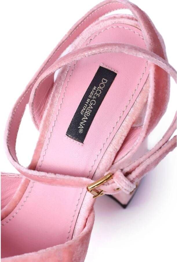 Dolce & Gabbana Velvet Platform Sandalen Pink Dames