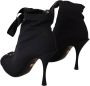 Dolce & Gabbana Zwarte Stretch Enkellaarzen Open Teen Hakken Black Dames - Thumbnail 6