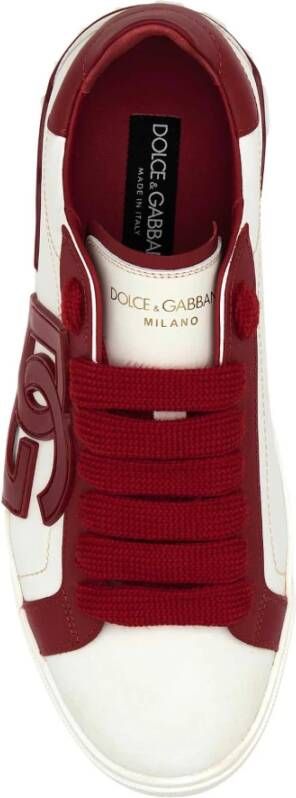 Dolce & Gabbana Vintage Twee-Tone Leren Sneakers Red Heren