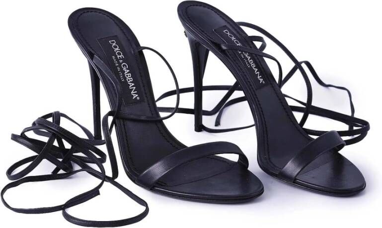 Dolce & Gabbana Vrouwen Lange Bandjes Hakken Sandalen Black Dames