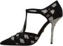 Dolce & Gabbana Zwarte Kristal T-Strap Hakken Pumps Schoenen Black Dames - Thumbnail 5