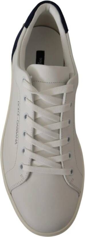 Dolce & Gabbana Witte Blauwe Leren Lage Sneakers Wit Dames