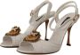 Dolce & Gabbana White Leather Gold DEVOTION Sandals Heels Shoes - Thumbnail 3