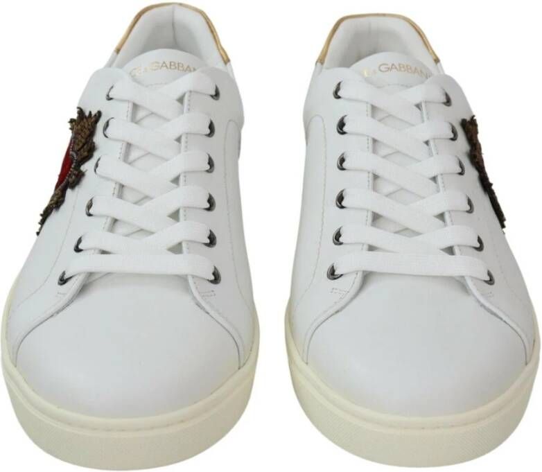 Dolce & Gabbana White Leather Heart Low Top Sneakers Casual Shoes Wit Heren