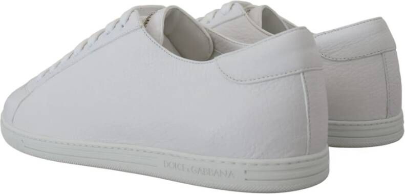 Dolce & Gabbana White Leather Low Top Sneakers Shoes Wit Heren
